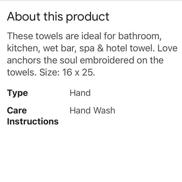 SERAFINA HOME Luxury 2 Hand Towels Nautical Embroidered “Love Anchors the Soul” - Picture 7 of 9